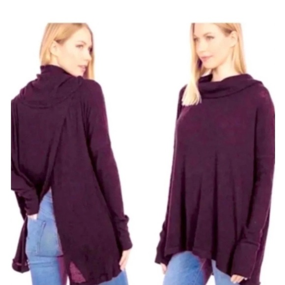 Free People Juicy Long Sleeve Top in Date Night Purple Sz M NEW Waffle Knit Soft - Picture 1 of 11